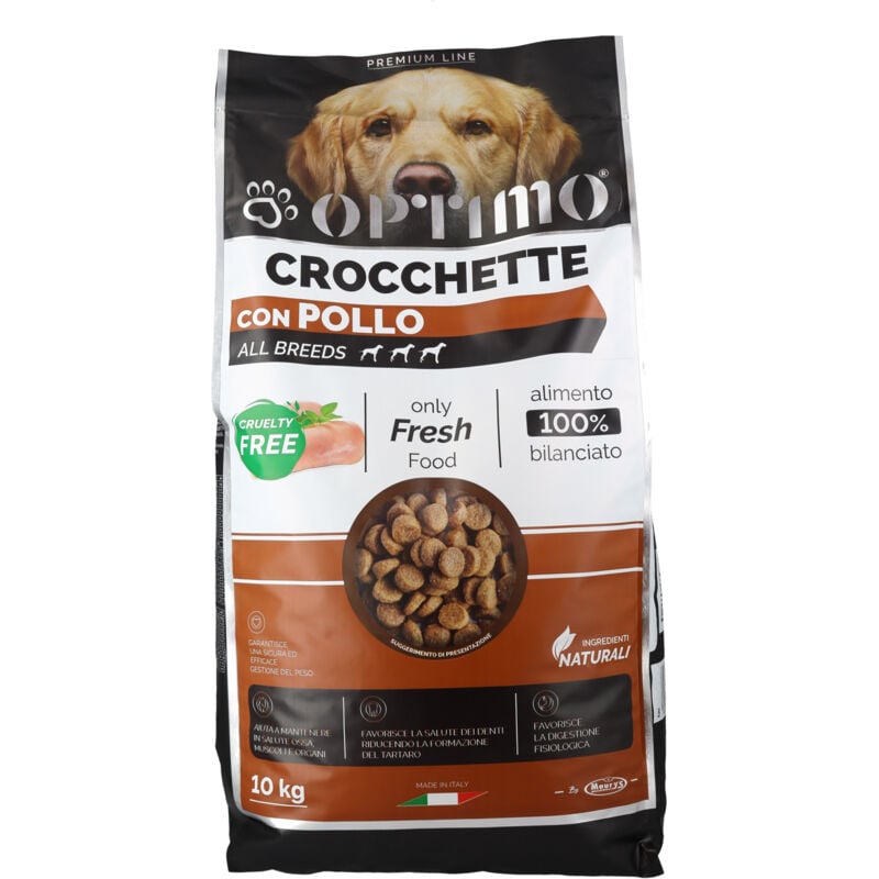 foto del prodotto crocchette per cane con pollo in formato da 10 kg optimo