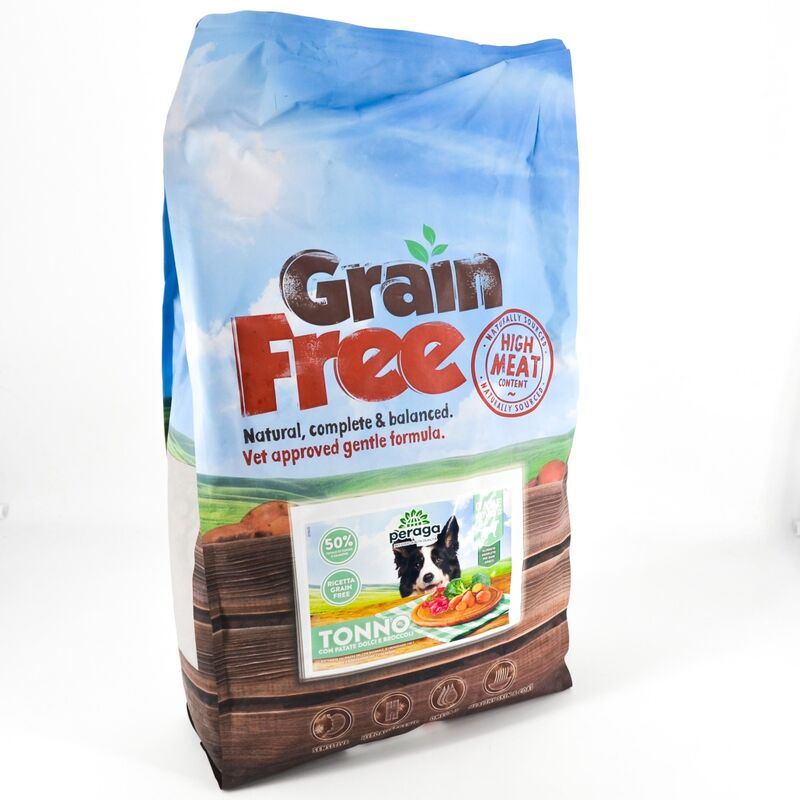 foto del prodotto crocchette peraga grain free per cane adulto 12kg tonno cibo per cani