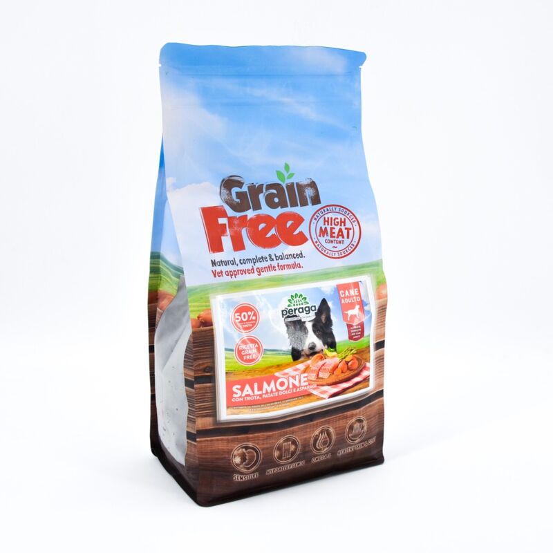 foto del prodotto crocchette peraga grain free per cane adulto 2kg salmone cibo per cani