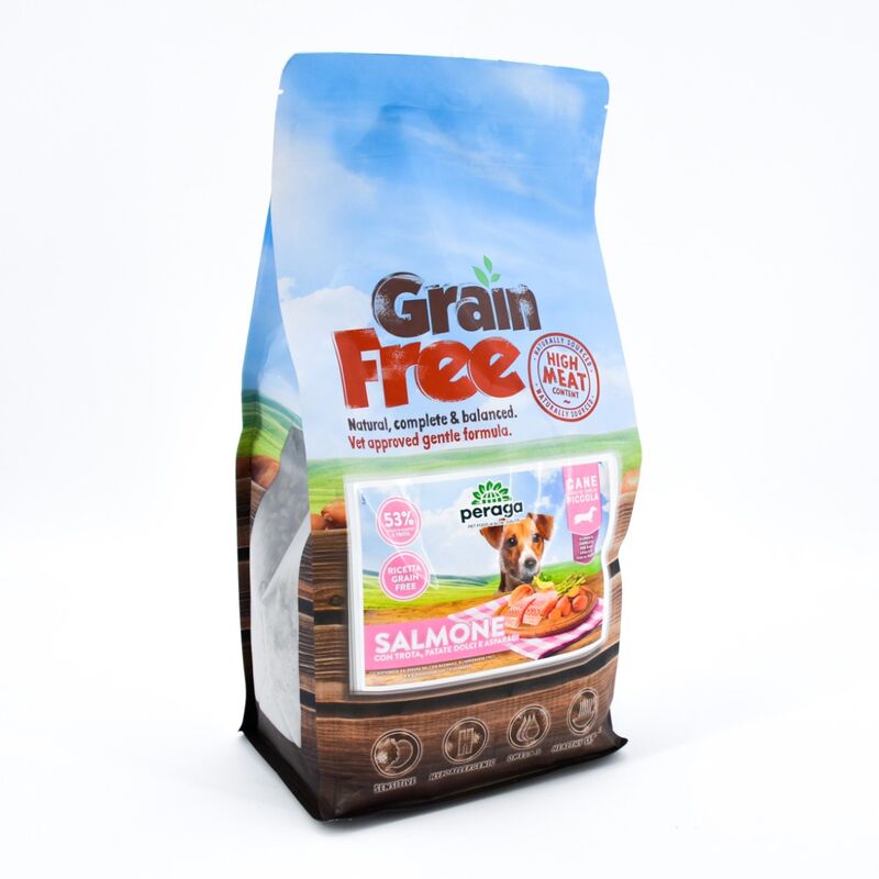 foto del prodotto crocchette peraga grain free per cane adulto taglia piccola 6kg salmone cibo per cani