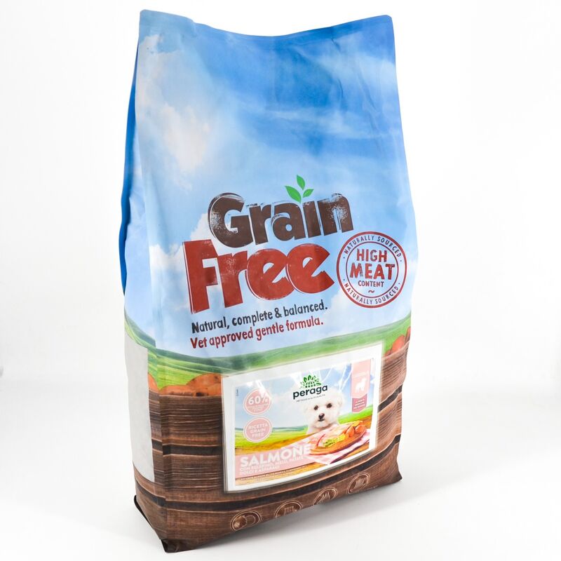 foto del prodotto crocchette peraga grain free per cane cucciolo 12kg salmone cibo per cani