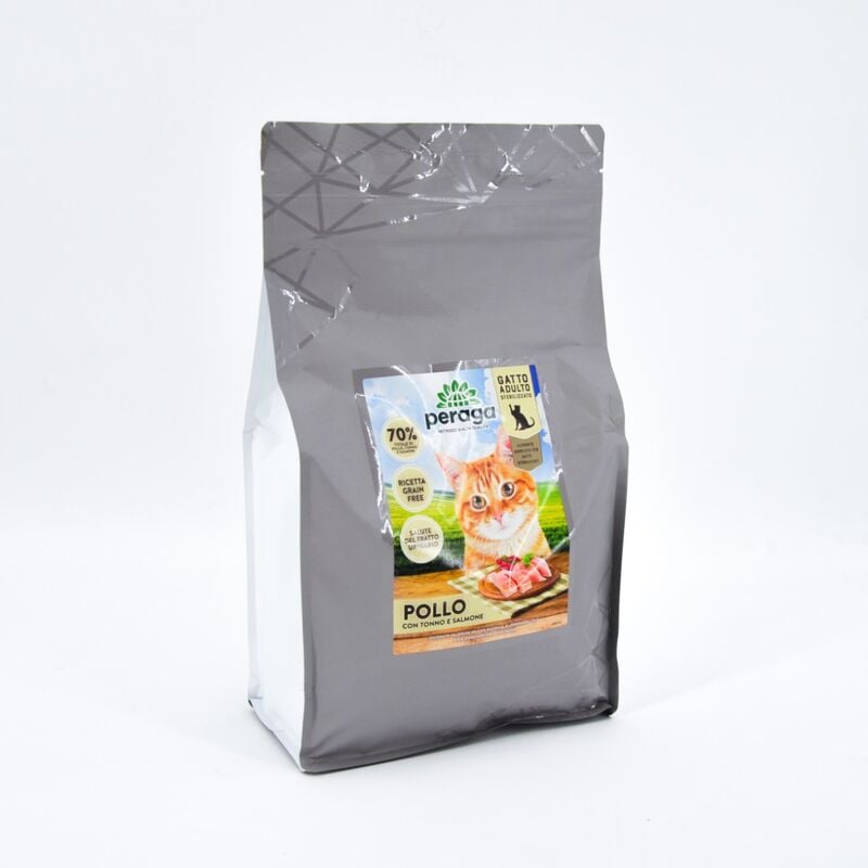 foto del prodotto crocchette peraga per gatto adulto sterilizzato 1,5kg pollo tonno salmone crocchette gatti