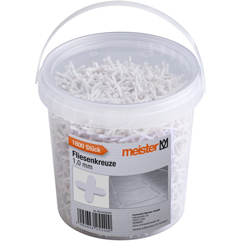 foto del prodotto croce per piastrelle, 1,0 mm, set pratico da 1800 pezzi, in robusto polipropilene, colore bianco, accessorio per piastrelle, supporto per la posa