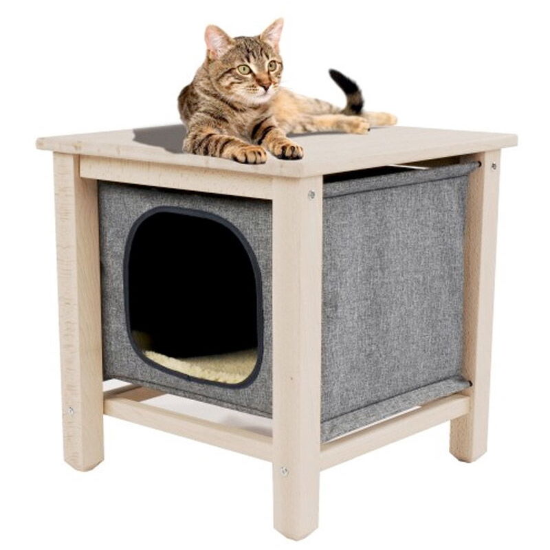 foto del prodotto croci cuccia in legno modello design cube per gatti