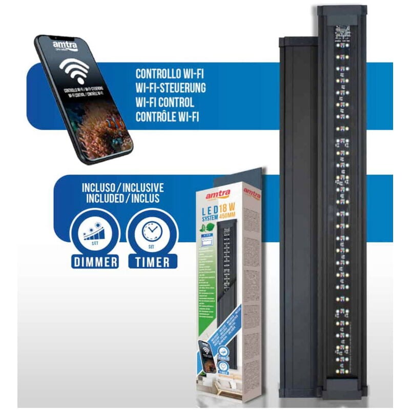 foto del prodotto croci lampada a led 32 w amtra system fresh wi fi per acquari da 75 a 100 cm