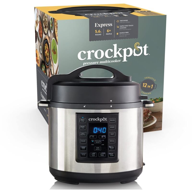 foto del prodotto crock-pot express multicooker 5.6lù, programmabile, 12 funzioni pre-impostate, cottura a pressione, a vapore, slow cooker e rosolatura, funzione warm