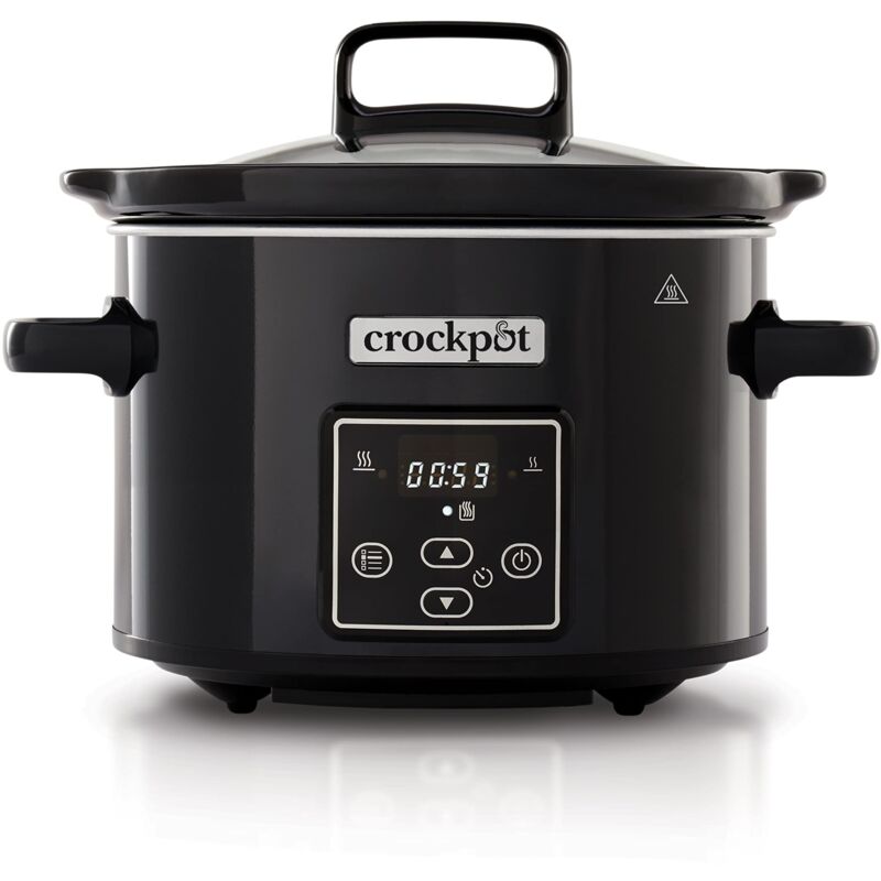 foto del prodotto crock pot pentola per cottura lenta, capienza 2.4 litri, adatta fino a 2 persone, digitale, programmabile, nero, 2.4 litri