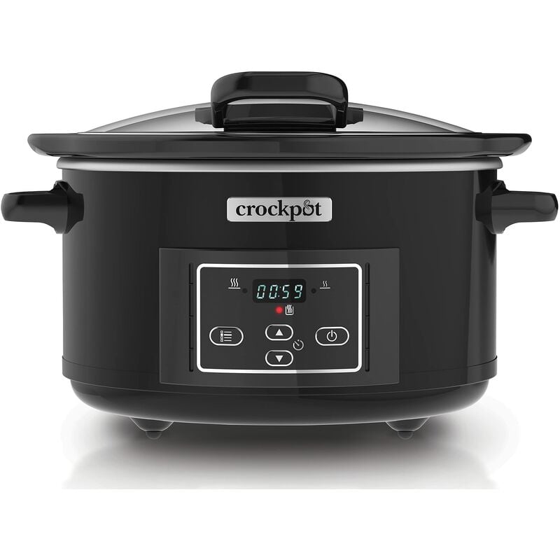 foto del prodotto crock pot pentola per cottura lenta, slow cooker, 4.7 litri, fino a 6 persone, coperchio con cerniera, 2 impostazioni cottura, spegnimento e funzione