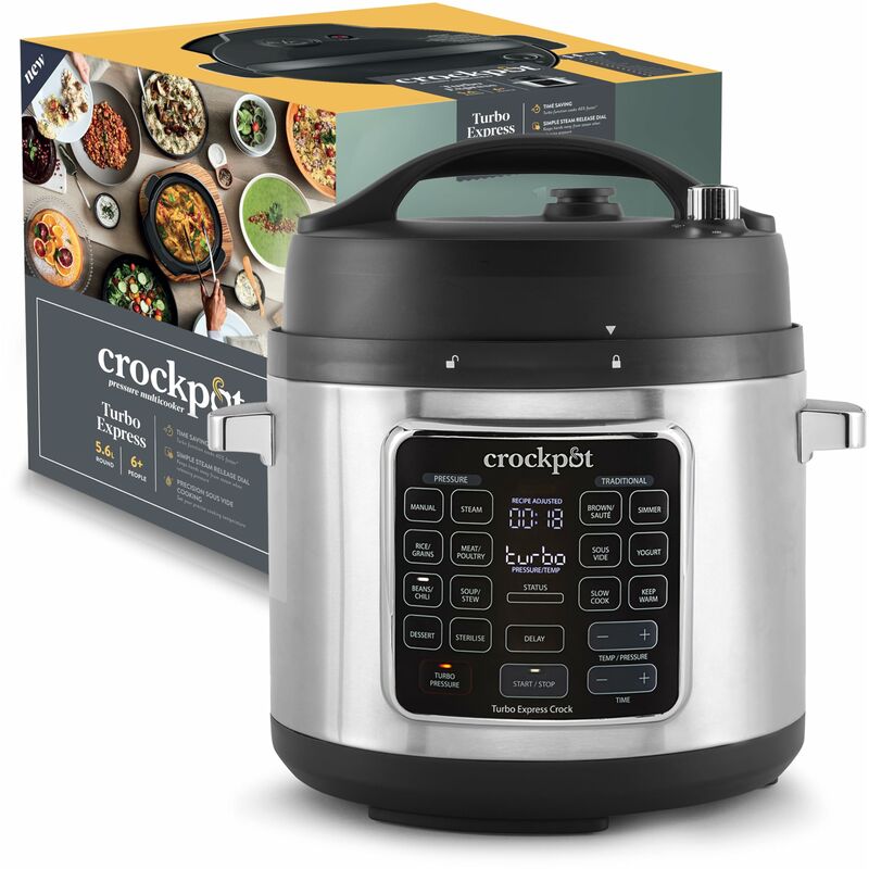foto del prodotto crock pot turbo express multicooker 5.6l, 6 persone,programmabile,14 funzioni pre impostate,cottura a pressione, vapore,slow cooker,rosolatura,sous