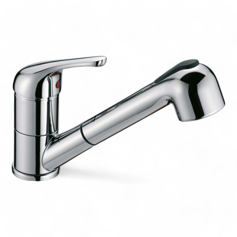 foto del prodotto crolla miscelatore monocomando lavello con doccia estraibile cromato aereatore flessibile design elegante cucina moderna