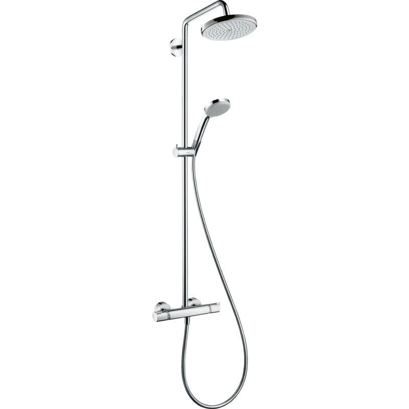foto del prodotto croma 220 set doccia showerpipe con termostato, 22 cm, getto singolo, cromato 27185000 hansgrohe