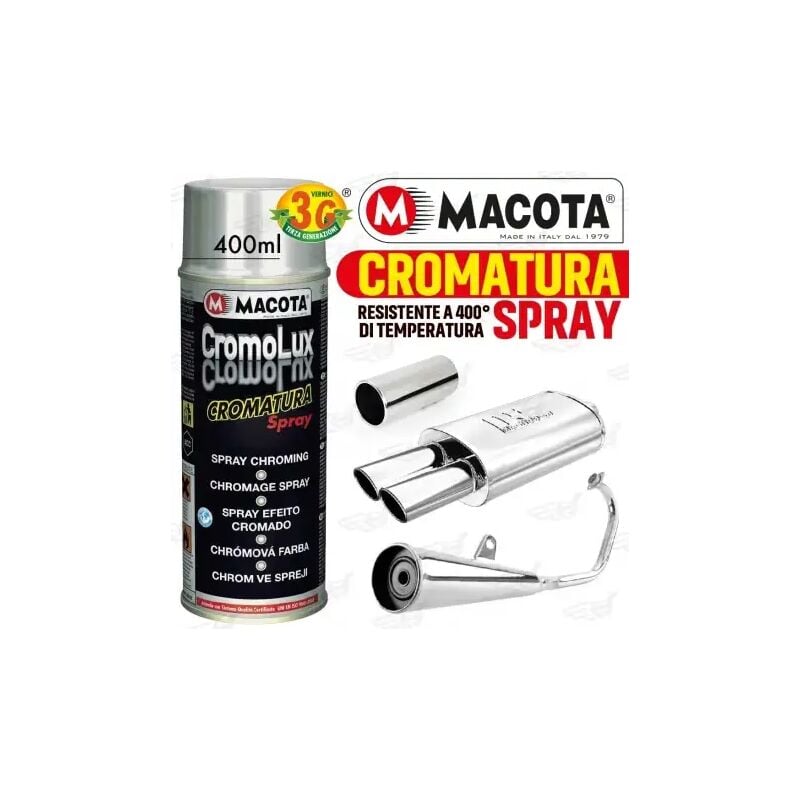 foto del prodotto cromolux vernice cromata spray 400ml cromatura resistente al calore cromo macota