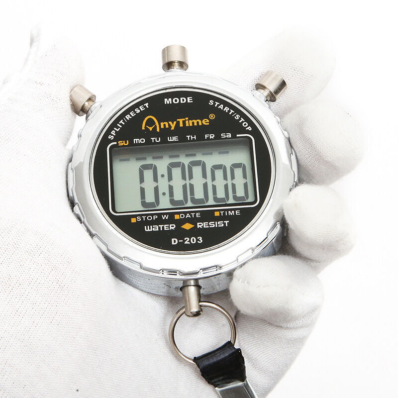 foto del prodotto cronometro digitale, timer impermeabile di precisione 1 100 di secondo, sveglia tascabile con grande schermo lcd guazhuni