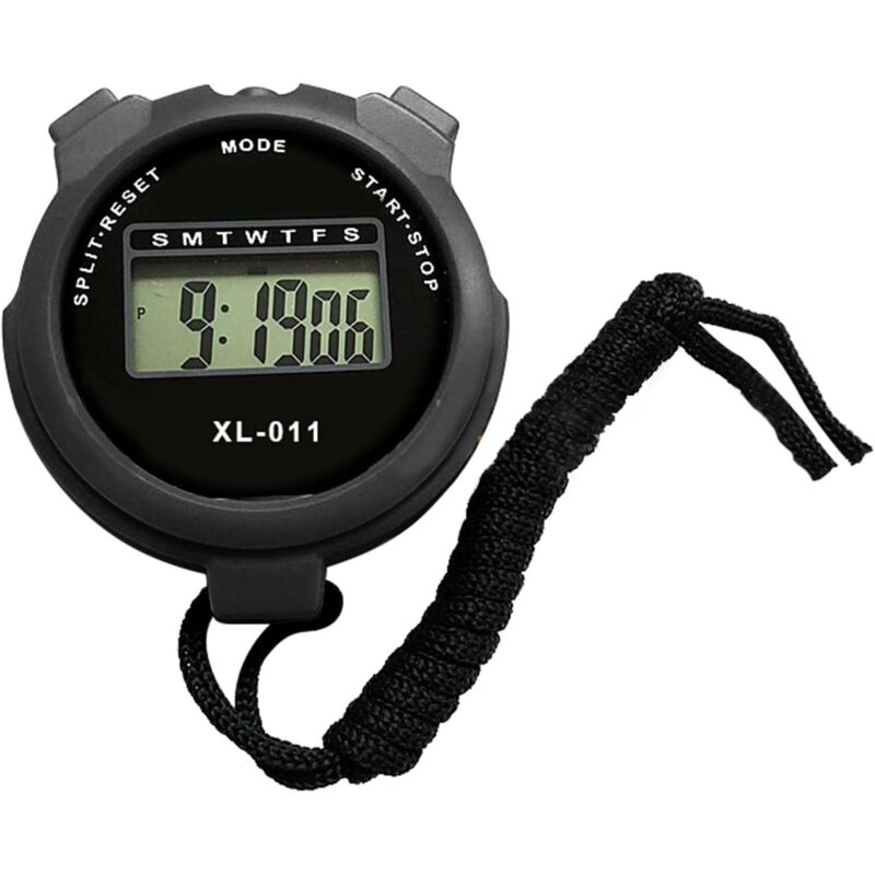 foto del prodotto cronometro sportivo digitale, cronometro elettronico impermeabile, cronometro sportivo multifunzione, sveglia lcd per allenamento nuoto corsa nero 