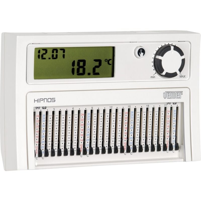 foto del prodotto cronotermostato a cursori a batteria vemer ve013900 hipnos bianco
