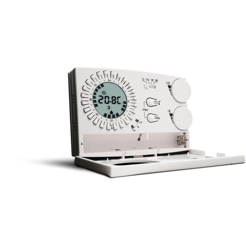 foto del prodotto cronotermostato analogico digitale giornaliero 3v serie easy colore bianco perry electric 1crcr308 g