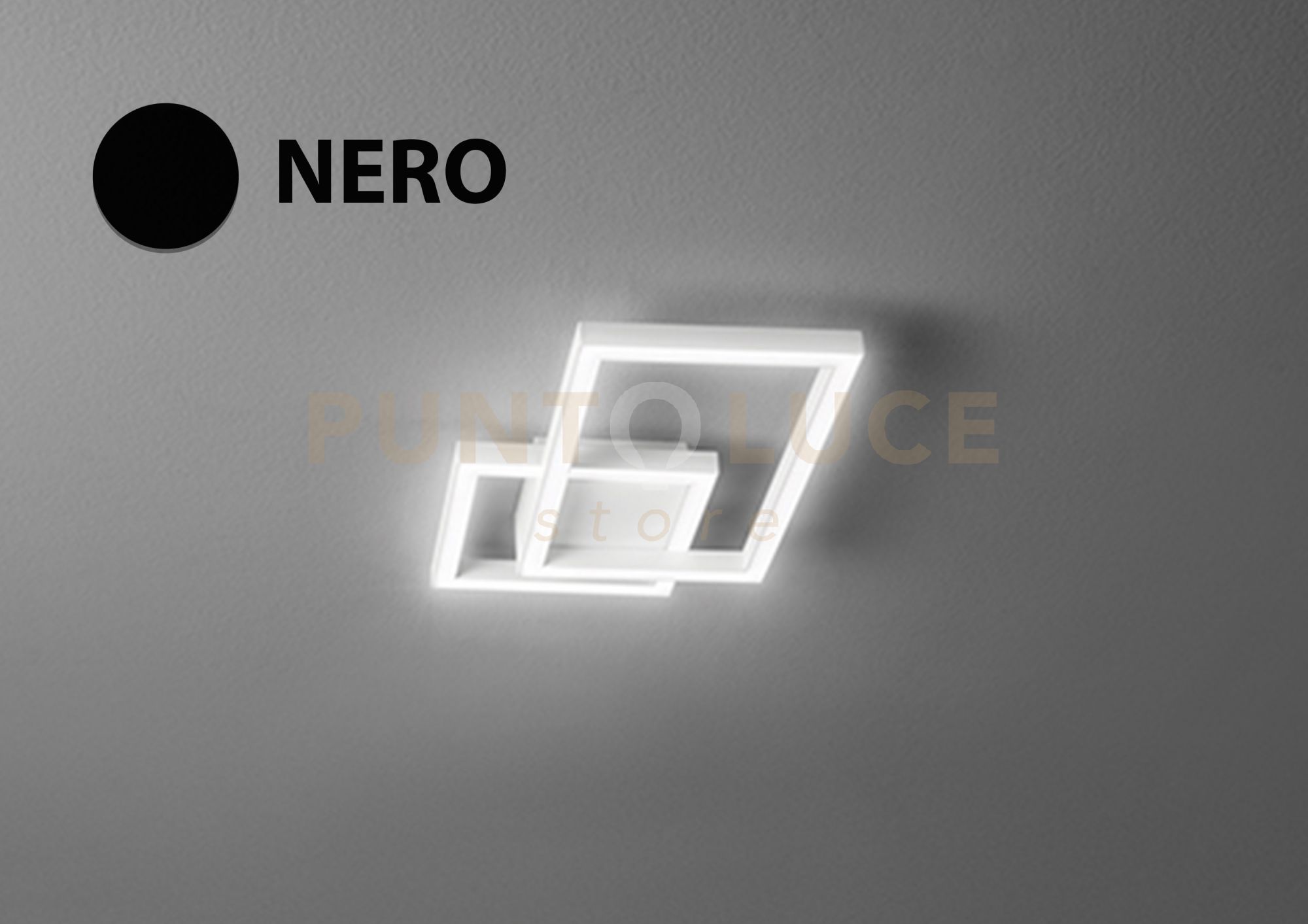 foto del prodotto cross plafoniera in alluminio verniciato nero 2 riquadri led 20w 1500lm cct 3000k 4000k 6000k