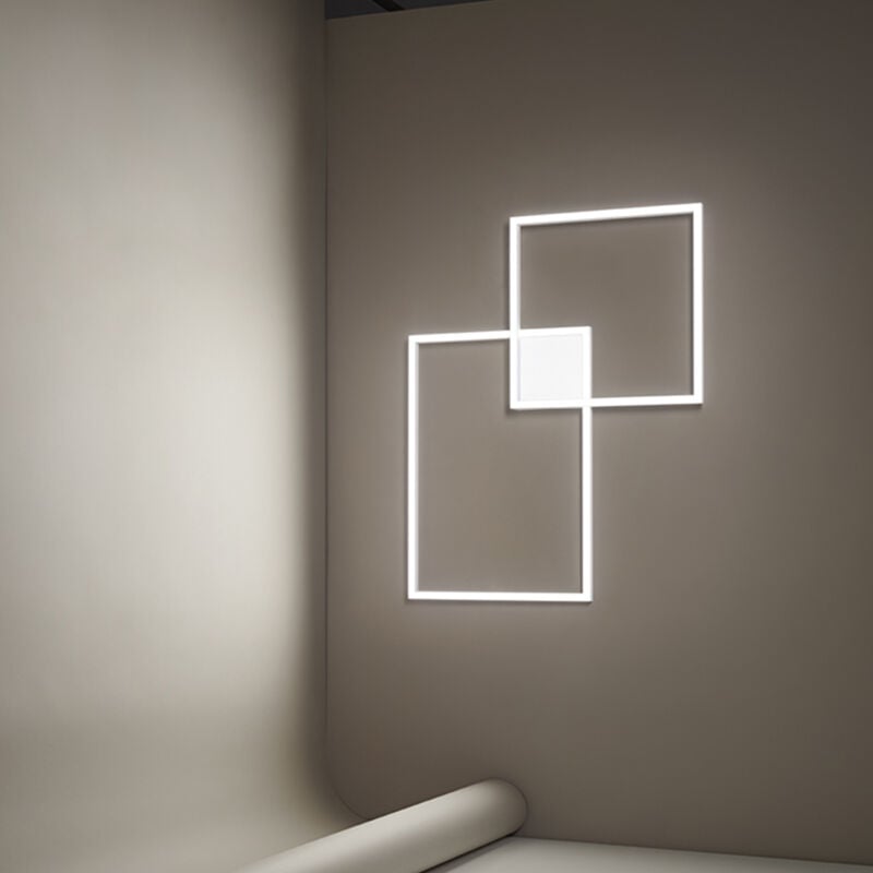 foto del prodotto cross plafoniera in verticale 2 riquadri alluminio verniciato bianco led 64w 4800lm 3000k cct 3000k 4000k 6000k