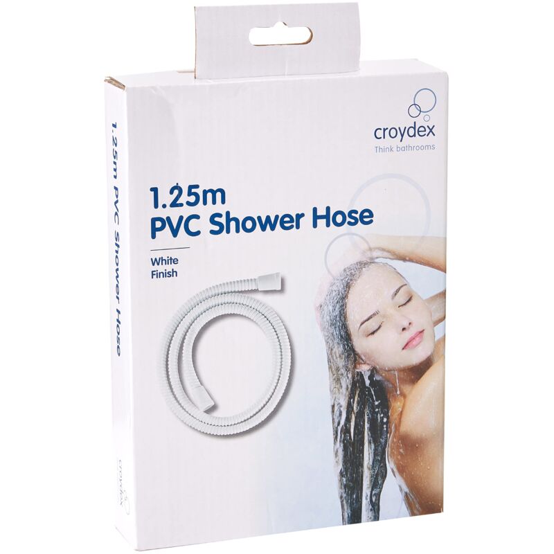 foto del prodotto croydex tubo flessibile per doccia essentials, 1,25 m, in pvc rinforzato, colore bianco