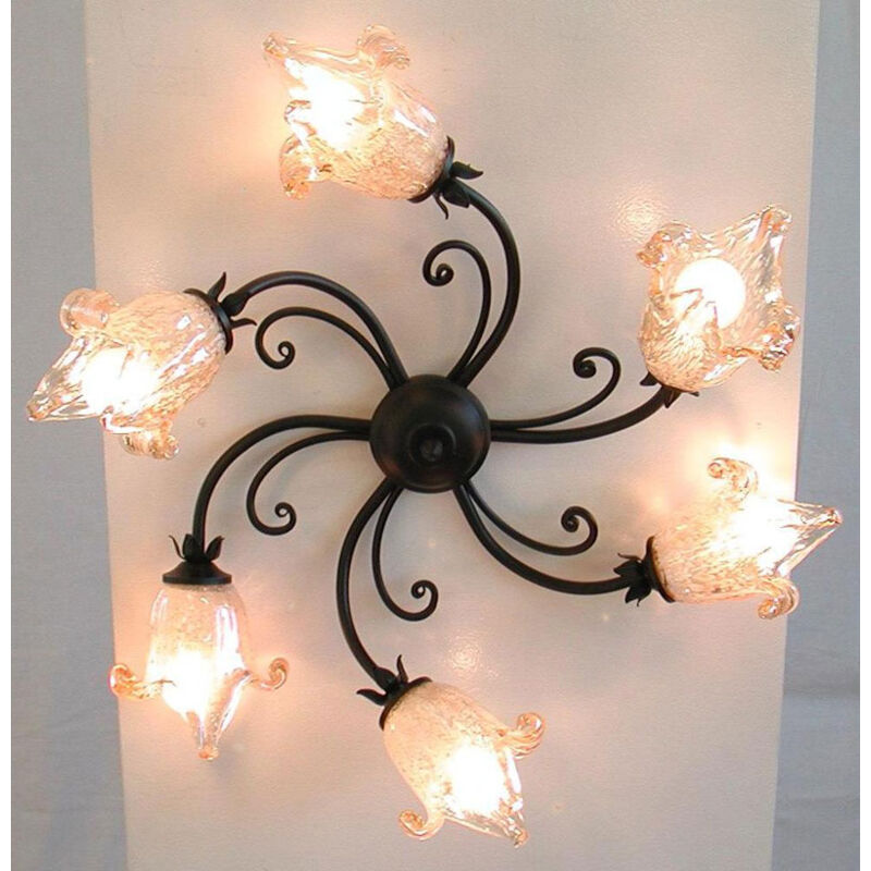 foto del prodotto cruccolini lampada plafoniera applique lampadario emozioni 6 luci diam. cm 55 nero ruggine
