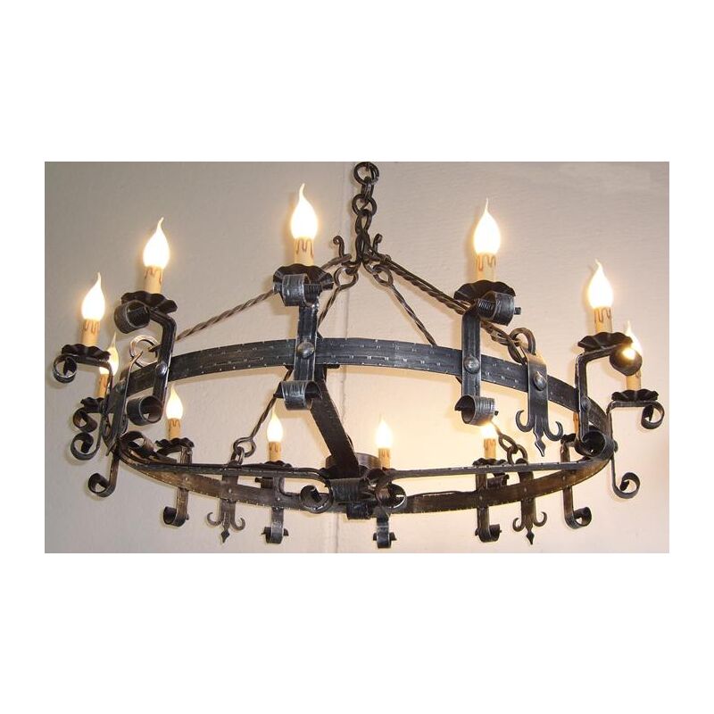 foto del prodotto cruccolini lampadario forgia 12 luci in ferro battuto lanterna applique lampione lampade