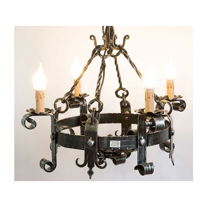 foto del prodotto cruccolini lampadario forgia 4 luci ferro battuto lampade lampione applique lanterna