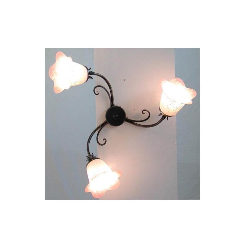 foto del prodotto cruccolini lampadario plafoniera elica 3 luci nero argento ferro battuto lanterna applique