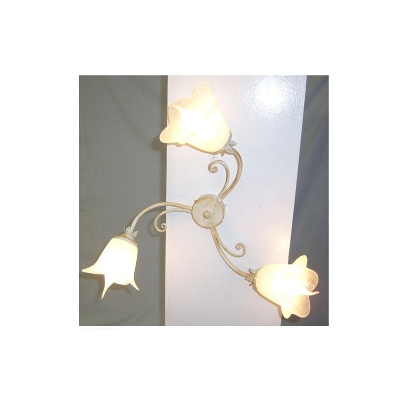 foto del prodotto cruccolini lampadario plafoniera elica a 3 luci avorio oro ferro battuto lanterna applique