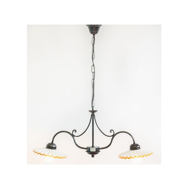 foto del prodotto cruccolini lanterna lampadario lampada plafoniera vulcano bilancere 2 luci ferro battuto