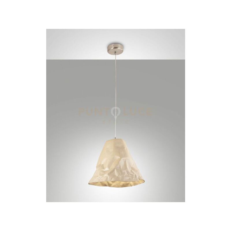 foto del prodotto crumple sospensione kaki 1 luce in metallo e ceramica attacco e28
