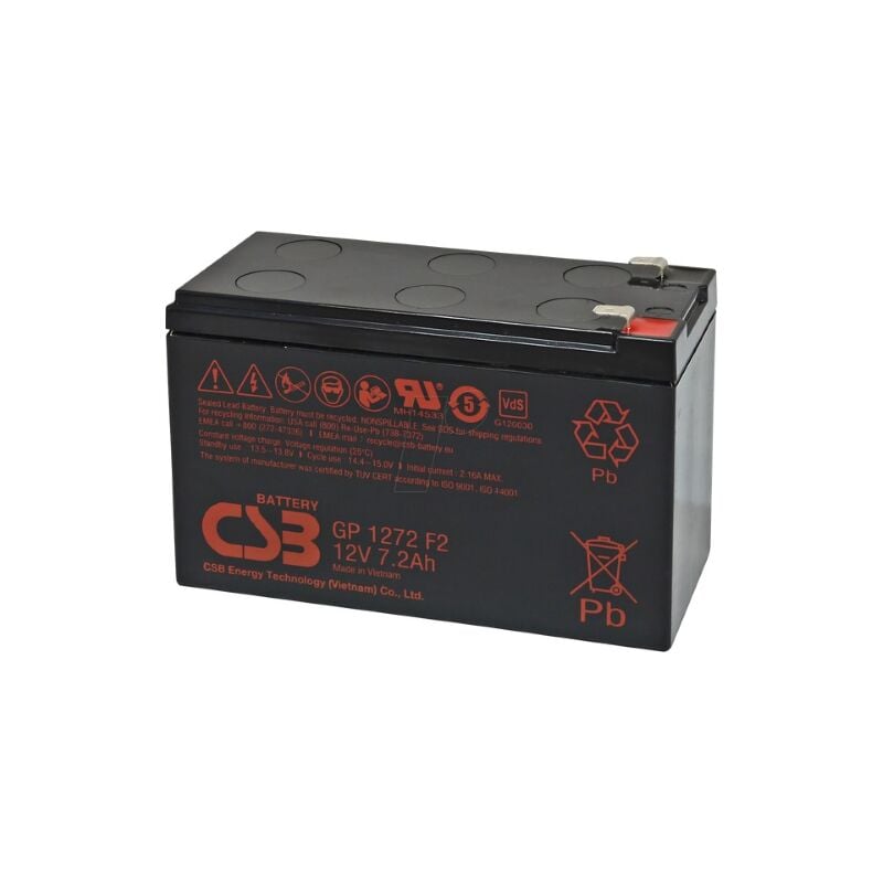 foto del prodotto csb battery batteria sai ups 12v 7.2 ah sigillata csb gp1272, consigliata per sais lapara, oltre 260 cicli di carica
