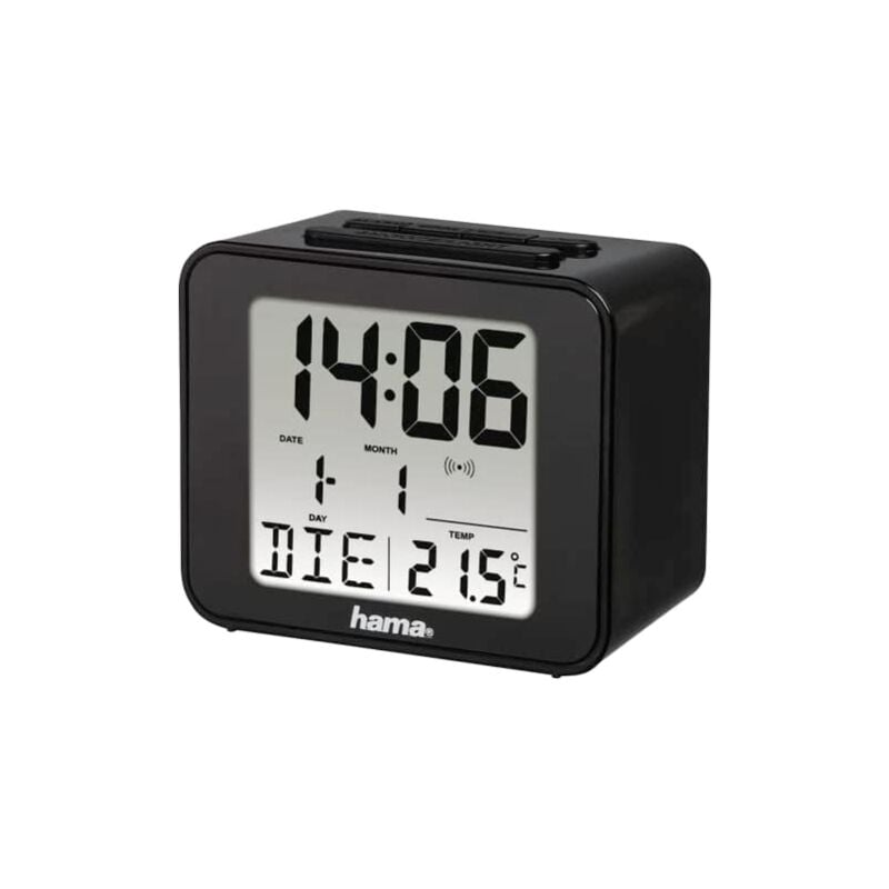 foto del prodotto cube digital alarm clock radio, legno ingegnerizzato de, nero hama