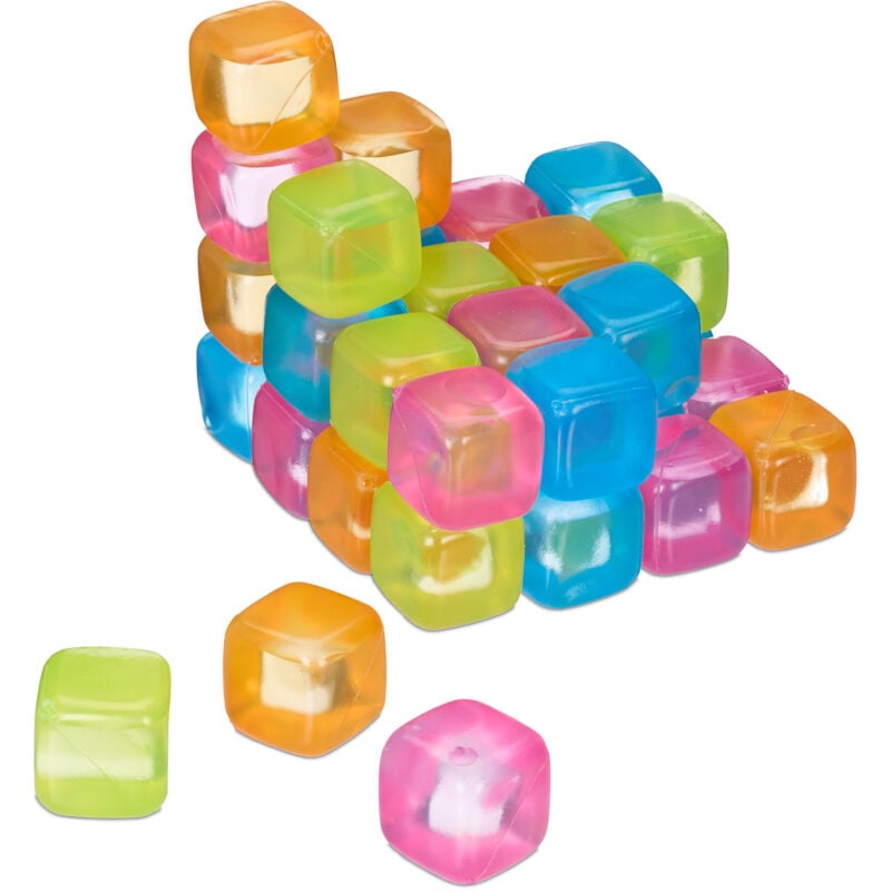 foto del prodotto cubetti da ghiaccio riutilizzabili, set da 36, cubi refrigeranti in plastica, per bevande fresche, colorati relaxdays