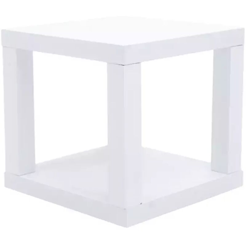 foto del prodotto cubo multifunzione tavolino e comodino in mdf e pvc bianco 40x40x38 cm