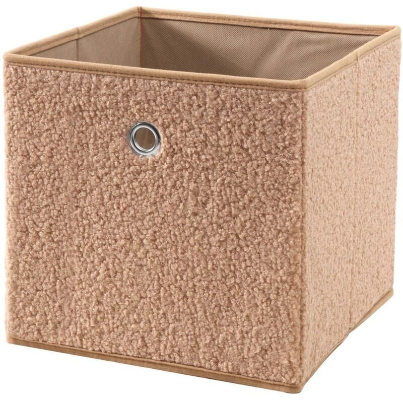 foto del prodotto cubo pieghevole in tessuto boucl beige - h27 cm