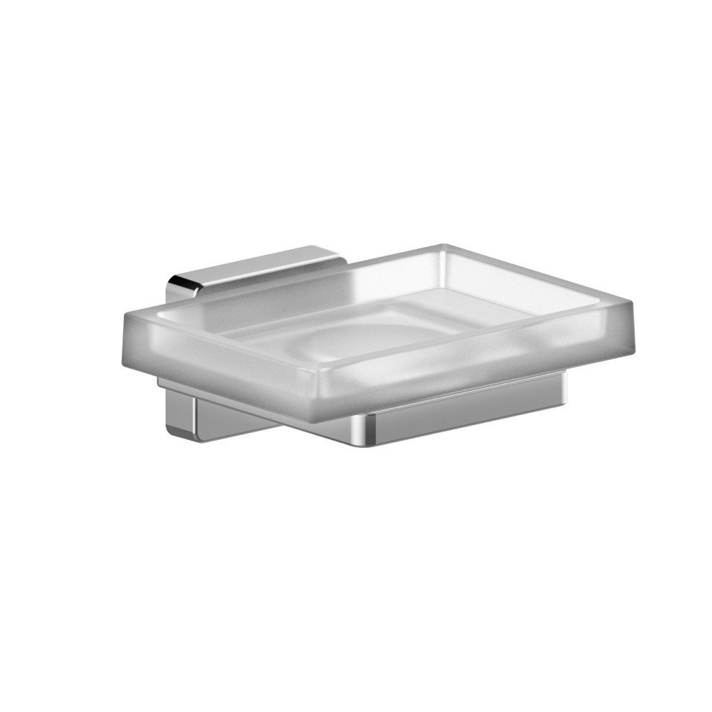 foto del prodotto cubo portasapone vetro satinato cromato