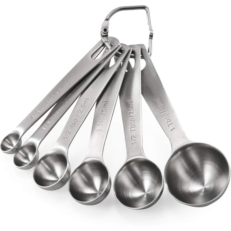 foto del prodotto cucchiai dosatori da 6 pezzi set di cucchiai dosatori da cucina in acciaio inossidabile 18 8 1 8 cucchiaino, 1 4 cucchiaino, 1 2 cucchiaino, 1