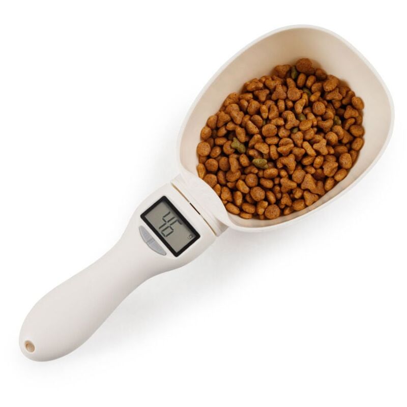 foto del prodotto cucchiaio dosatore per cani, cucchiaio di pesatura con display lcd per cibo per cani, gatti, conigli e uccelli