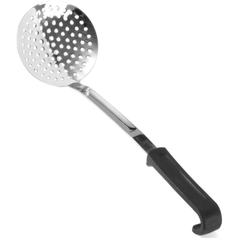 foto del prodotto cucchiaio forato rotondo in acciaio inox, lunghezza 370 mm - hendi 529041