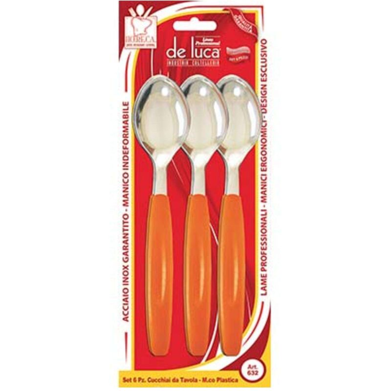 foto del prodotto cucchiaio tavola super de luca manico plt inox cf pz 6 colori assortiti