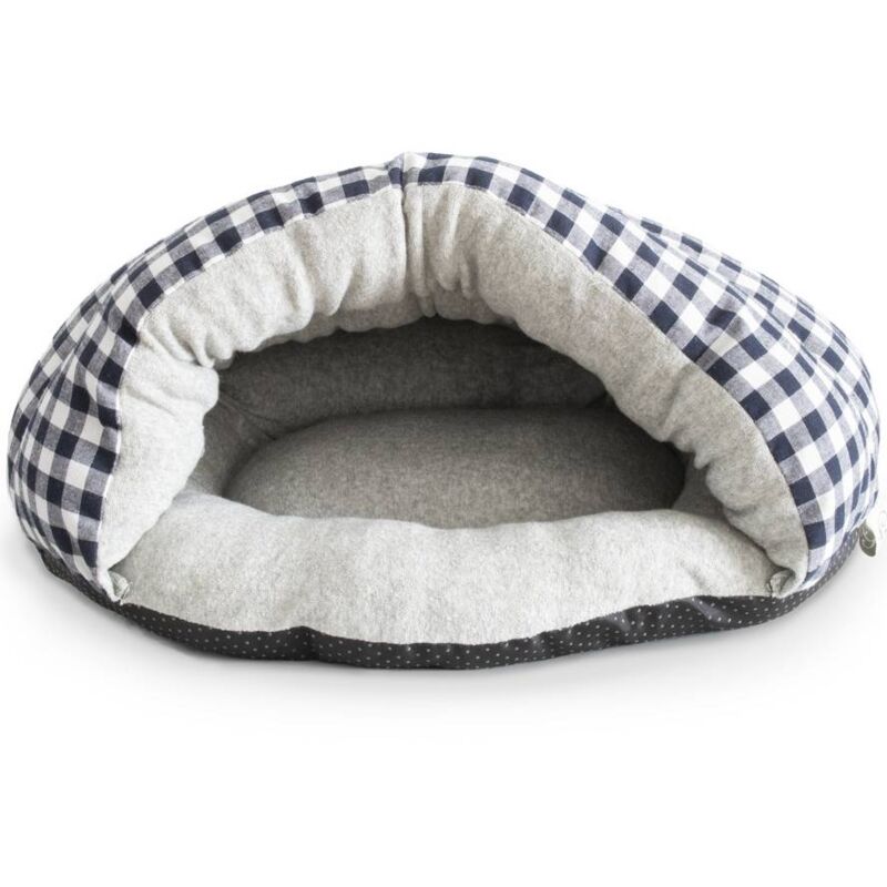 foto del prodotto cuccia a forma di tana fantasia quadretti modello pic nic per cani e gatti