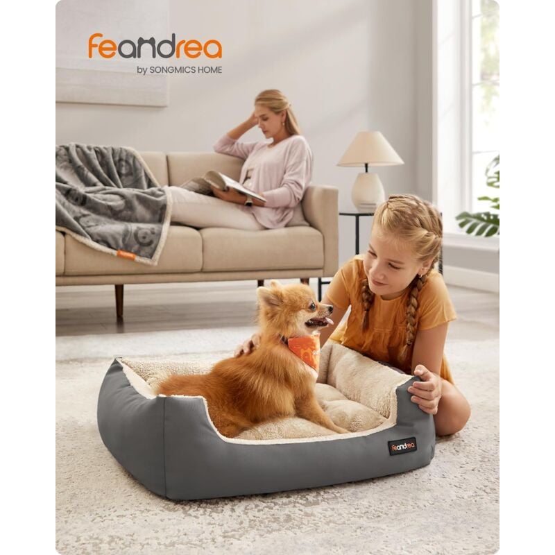 foto del prodotto cuccia cane interno, cuccia per cani e animale domestico, tappeto rimovibile e reversibile, bordi rialzati, fondo antiscivolo, m, 70 x 55 x 21 cm,
