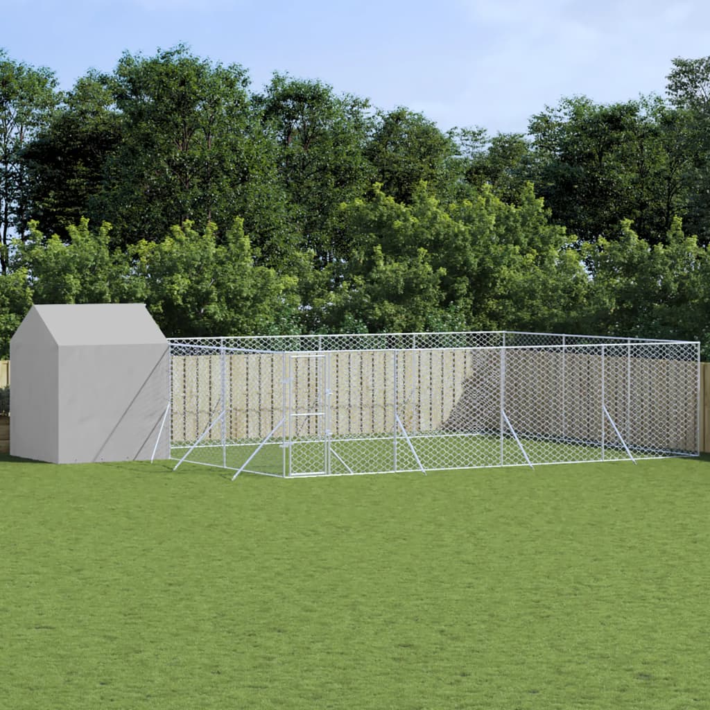 foto del prodotto cuccia cani da esterno tetto argento 10x6x2,5 m acciaio zincatocod mxl 69784
