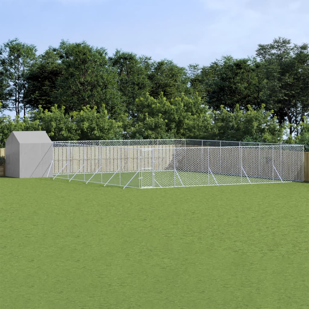 foto del prodotto cuccia cani da esterno tetto argento 12x12x2,5m acciaio zincatocod mxl 91523