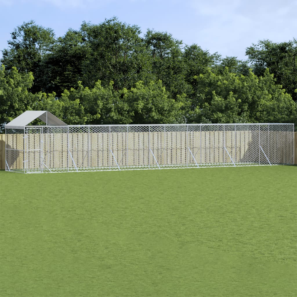foto del prodotto cuccia cani da esterno tetto argento 14x2x2,5 m acciaio zincatocod mxl 93810