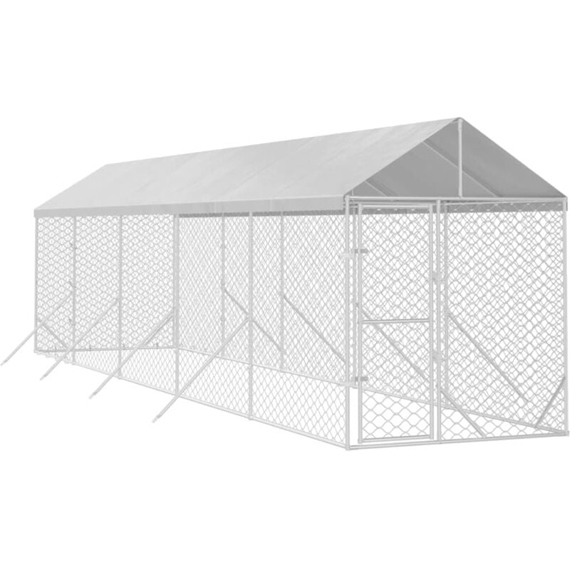 foto del prodotto cuccia cani da esterno tetto argento 2x10x2,5 m acciaio zincato vidaxl