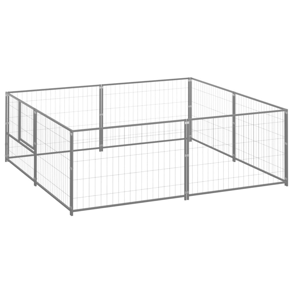 foto del prodotto cuccia da esterno gabbia per cani parco animali argento 4 m acciaio 02 0000276