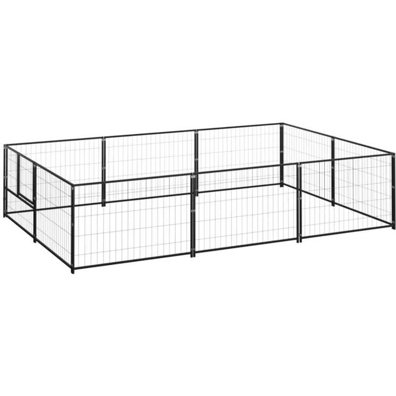 foto del prodotto cuccia da esterno gabbia per cani parco animali nero 6 m acciaio 020000545