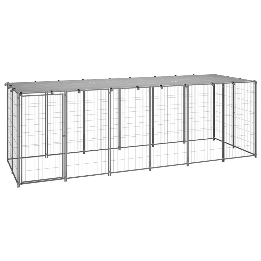 foto del prodotto cuccia da esterno gabbia recinto parco animali cane argento 330 x 110 x 110 cm acciaio 02 0000270