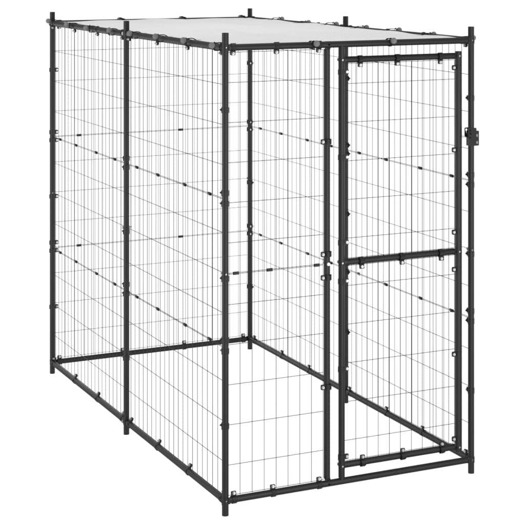 foto del prodotto cuccia da esterno gabbia recinto per animali box per cani da esterno in acciaio con tetto 110 x 220 x 180 cm 02 0000377